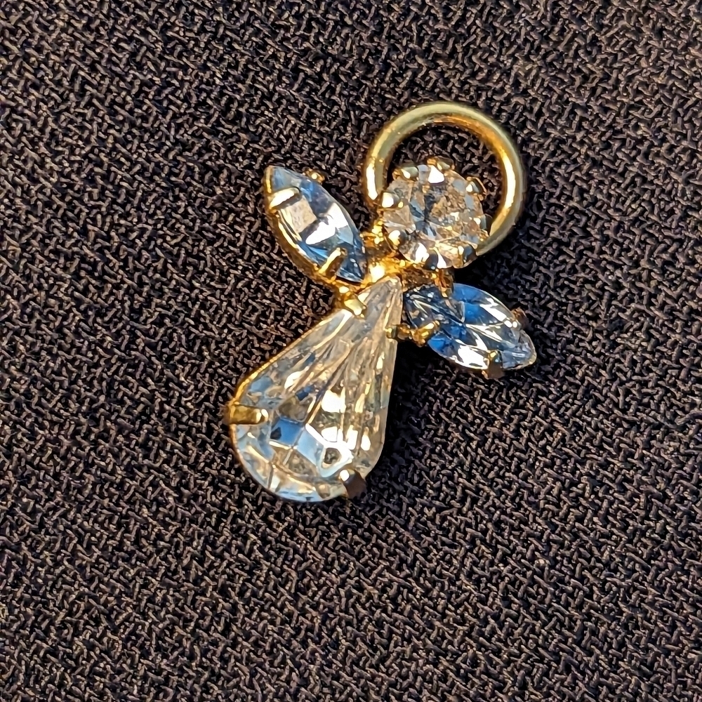 NWT Austrian Pin crystal clear birthstone December quardian angel by Roman